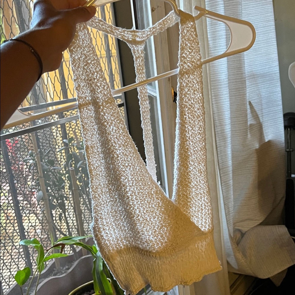 White Knit Halter Top